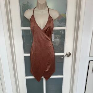 Bronze Halter Wrap Dress